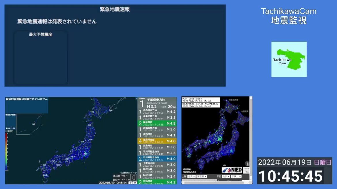 【アーカイブ】地震監視 - 強震モニタ監視