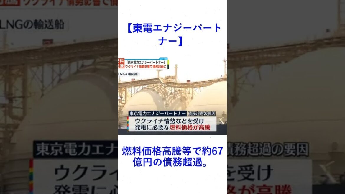 【東電エナジーパートナー】 燃料価格高騰等で約67億円の債務超過。