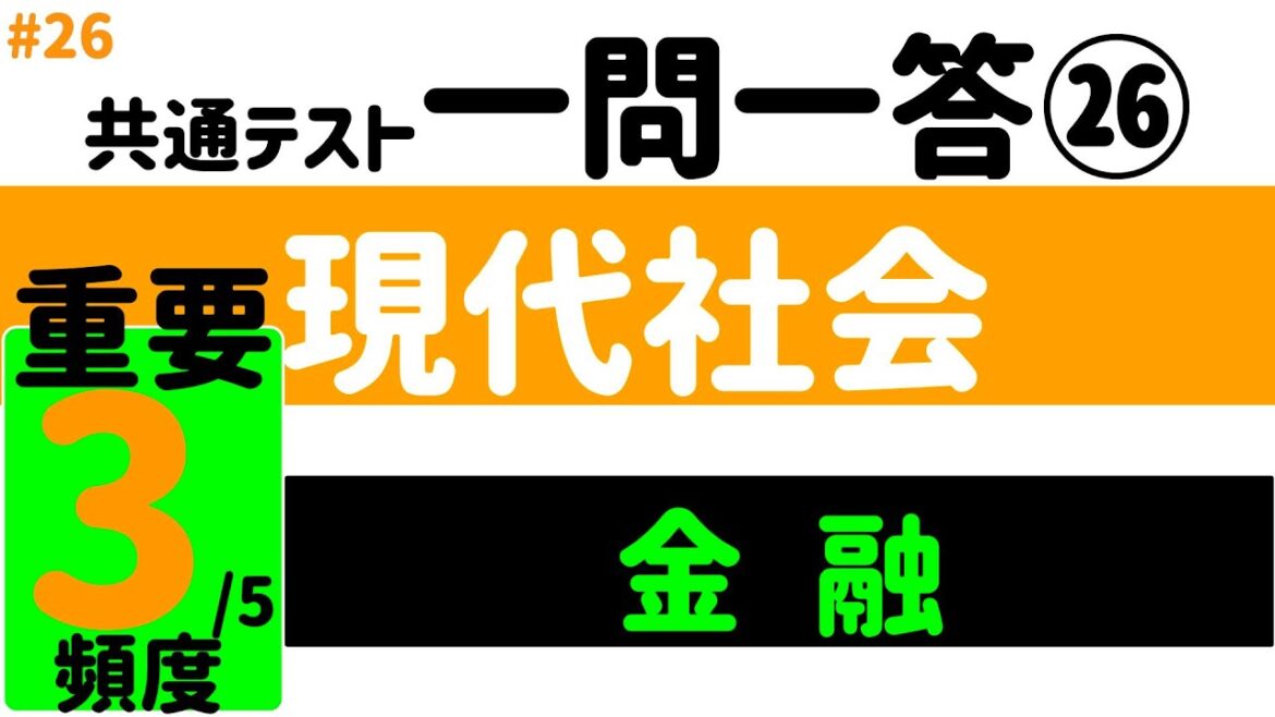 【過去問20年分徹底分析】２６、一問一答　重要⑩金融