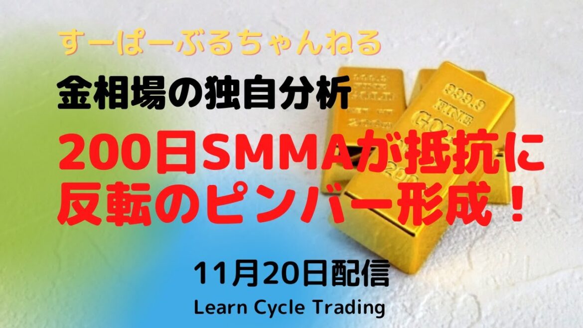 【金価格】200日SMMAが抵抗に反転のピンバー形成！　2022年11月20日配信