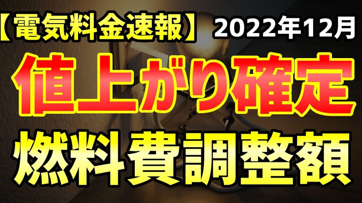 【電気料金速報】2022年12月度の燃料費調整額が決まりました（価格上昇）