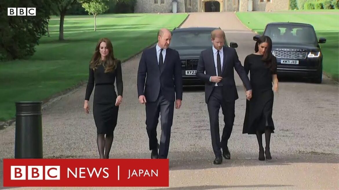 ウィリアム皇太子夫妻とハリー王子夫妻、ウィンザー城でエリザベス女王をしのぶ