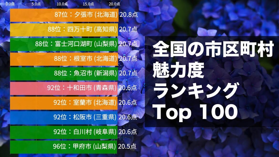 全国の市区町村 魅力度ランキング Top100【動画でわかる統計・データ】