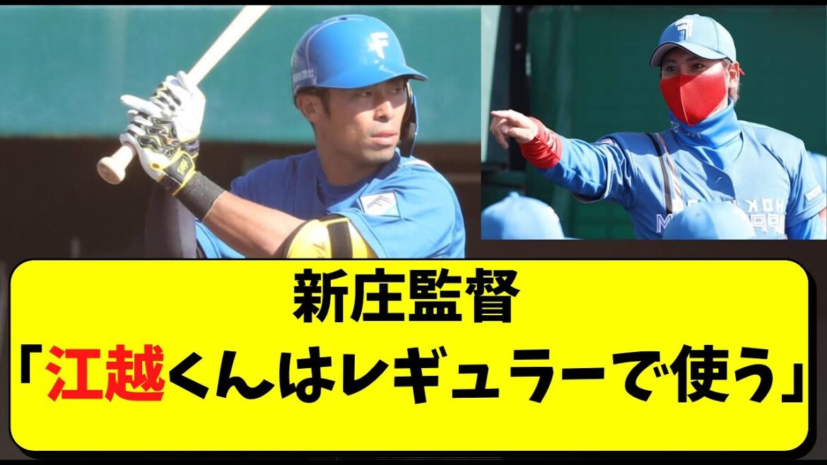 新庄監督、江越大賀のレギュラーを明言。外野は松本剛と五十幡の３人【北海道日本ハムファイターズ】