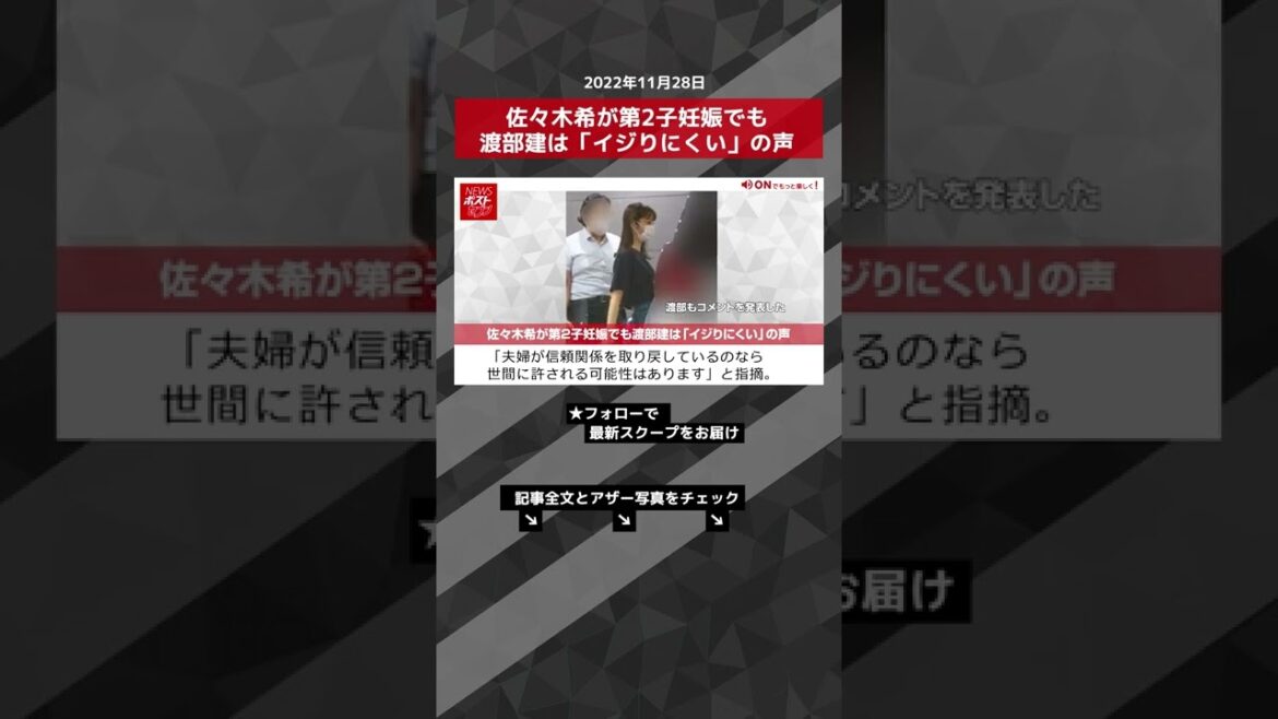 【ショート動画】佐々木希が第2子妊娠でも渡部建は「イジりにくい」の声 NEWSポストセブン #shorts