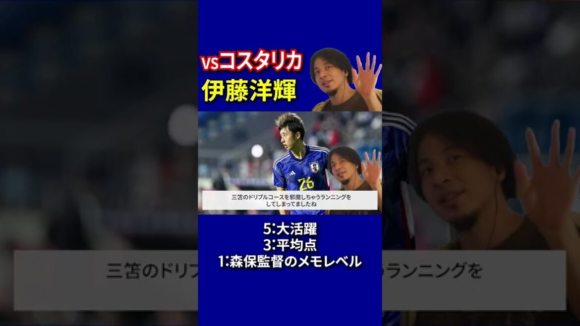 【サッカー日本代表】日本vsコスタリカ 採点 伊藤洋輝 編 【ひろゆきとワールドカップ考察】 #Shorts