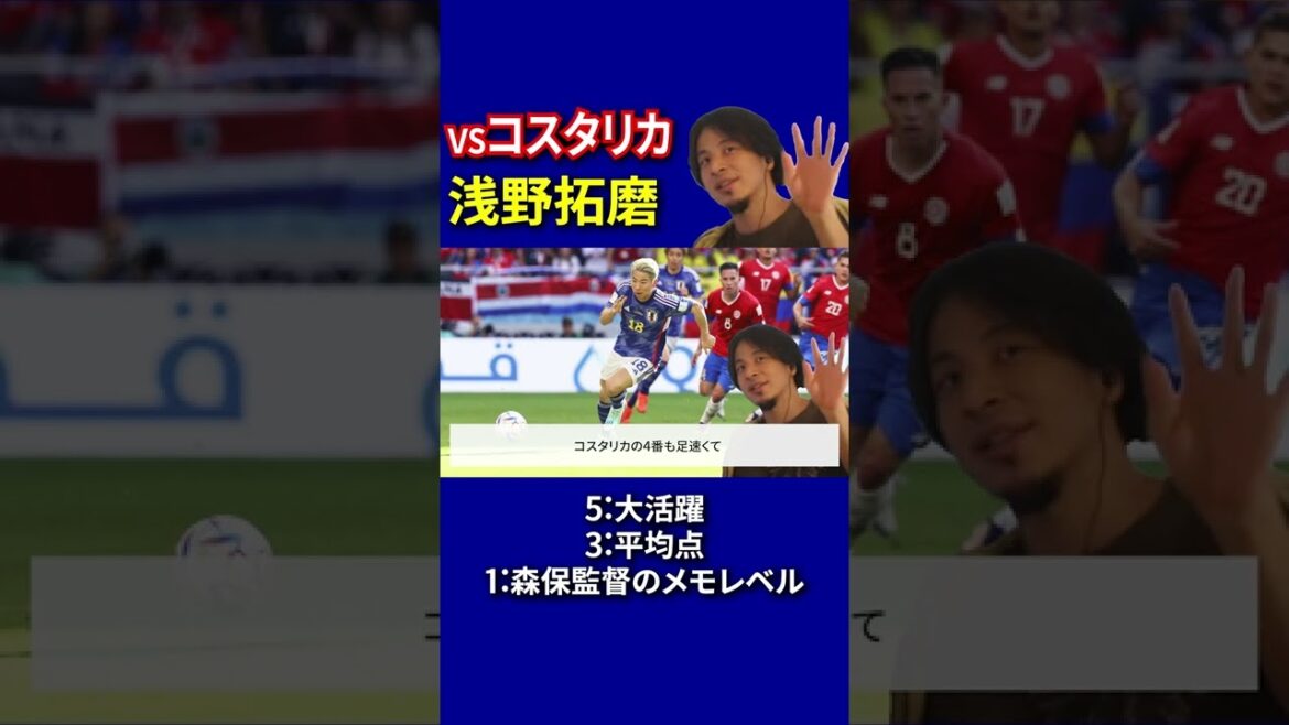 【サッカー日本代表】日本vsコスタリカ 採点 浅野拓磨 編 【ひろゆきとワールドカップ考察】 #Shorts