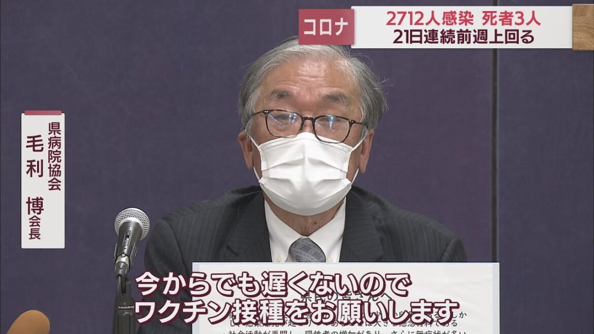 静岡県病院協会「ワクチン接種」訴える　県「増加のペース落ちてない」　新規感染者２７１２人　病床使用率７０％超　/新型コロナ　１２月２６日