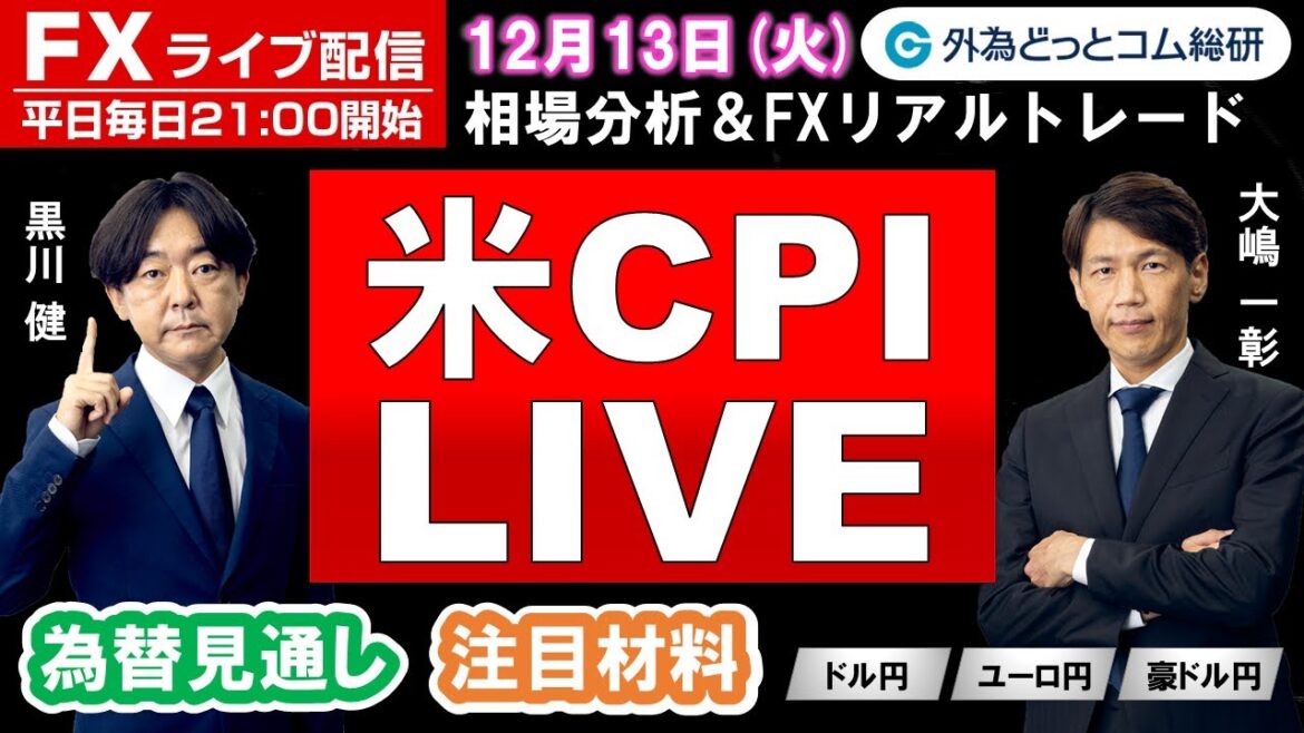FXライブ/為替予想【実践リアルトレード】ドル/円、豪ドル/円、ユーロ/円、ポンド/円 徹底解明　エントリー・利食い・損切りポイント徹底解説、注目材料（2022年12月13日)