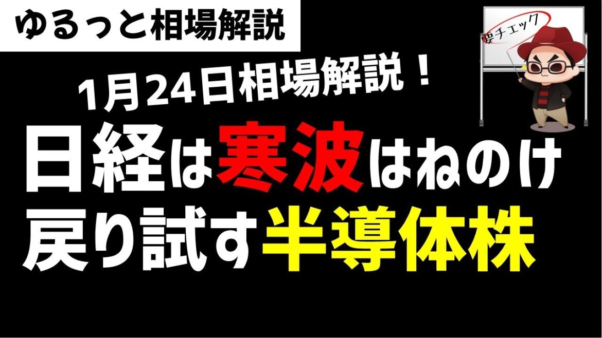 【1月24日のゆるっと相場解説】日経平均株価はレンジ内で反発。今後の想定はどうなる？半導体株に明るい兆しか？日本電産決算に注目！ズボラ株投資