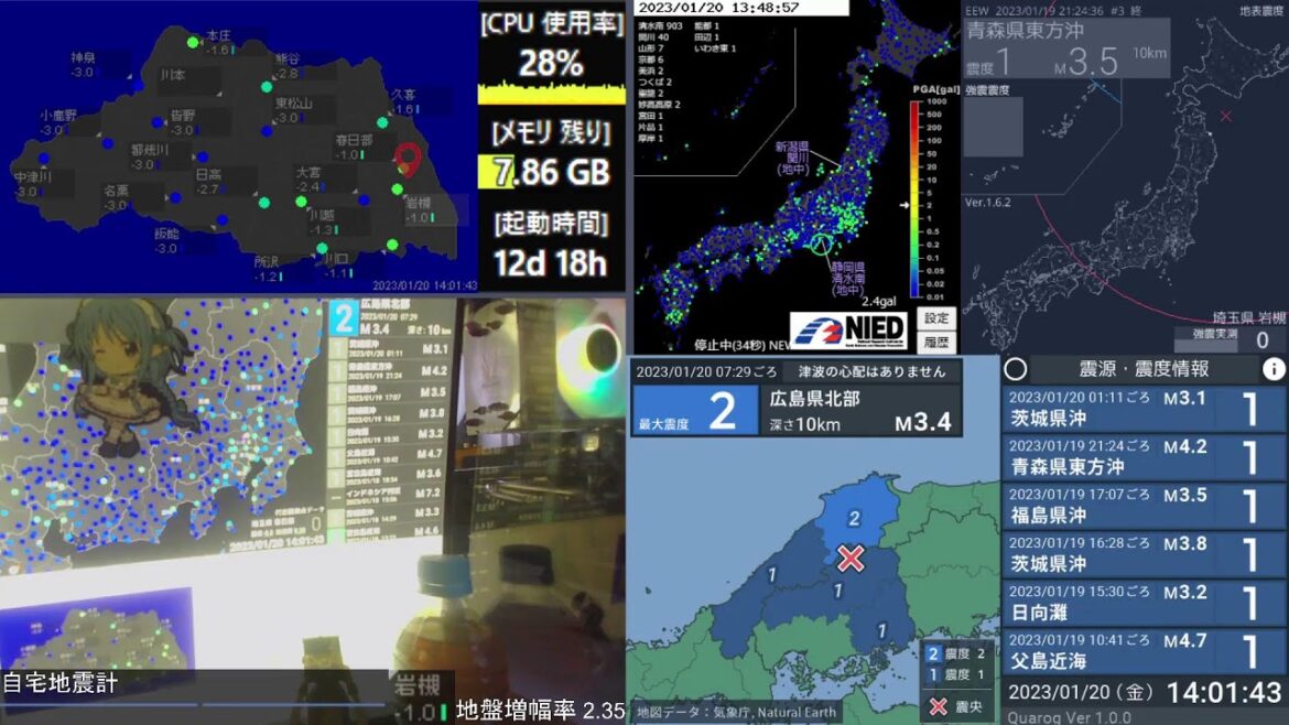 [テスト配信] リアルタイム地震監視　[실시간 지진 관측 방송]