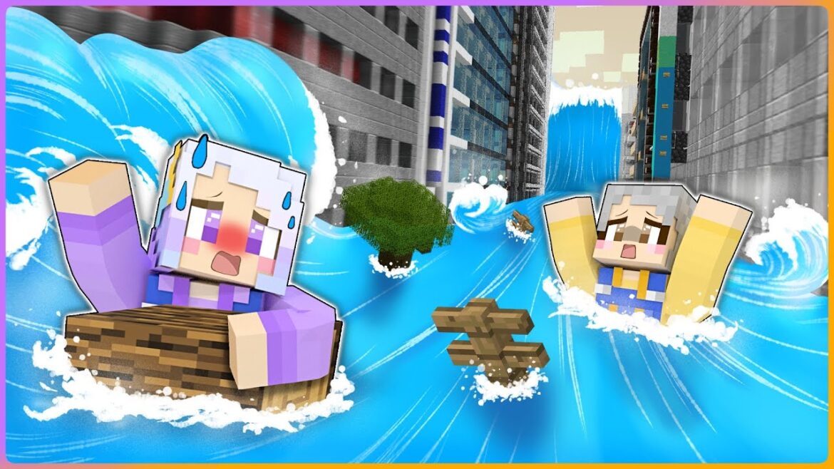 大地震ではぐれた姉と弟を救う！？街が巨大津波におそわれた結果！？【マイクラ/まいくら/Minecraft】