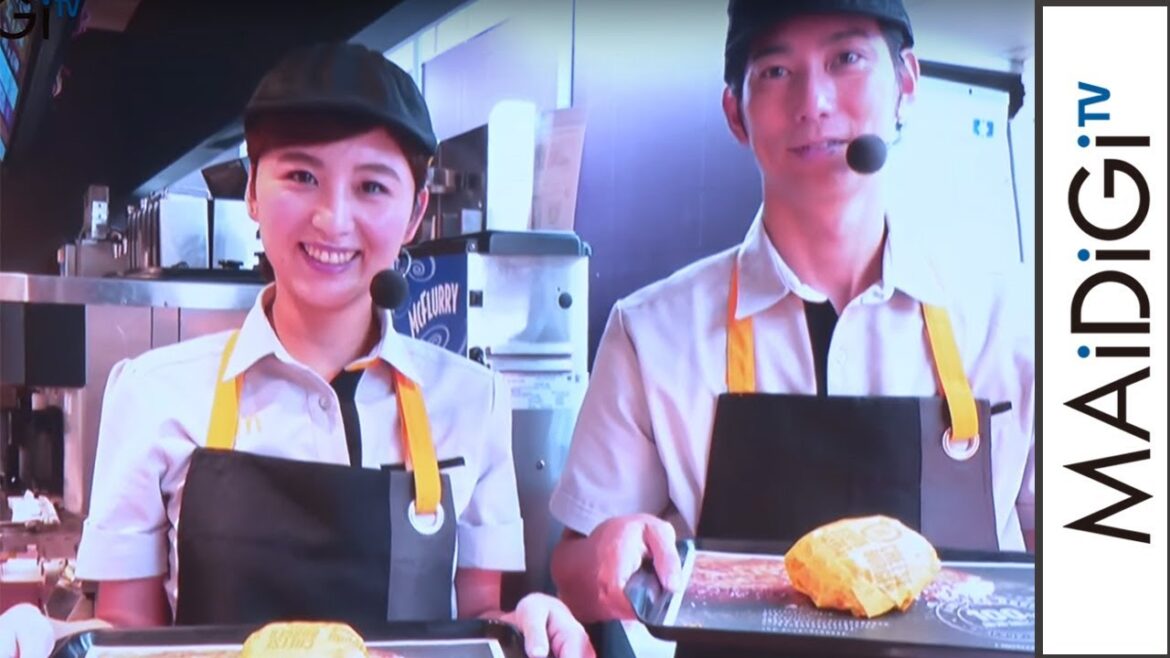 宇賀なつみ＆平岡祐太、バイト時代を思い出す　マクドナルド厨房でハンバーガー作り実演