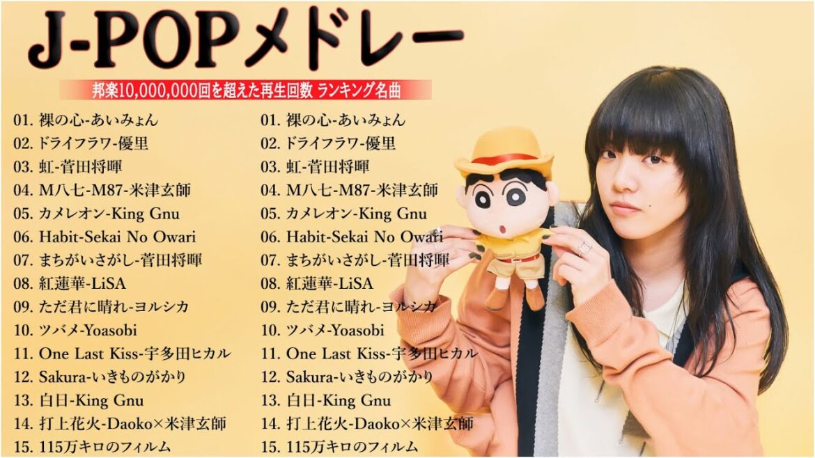 【広告なし】有名曲J-POPメドレー- 邦楽 ランキング 曲🎶日本最高の歌メドレー || 優里、YOASOBI、LiSA、 あいみょん、米津玄師 、宇多田ヒカル、ヨルシカ  Live.06