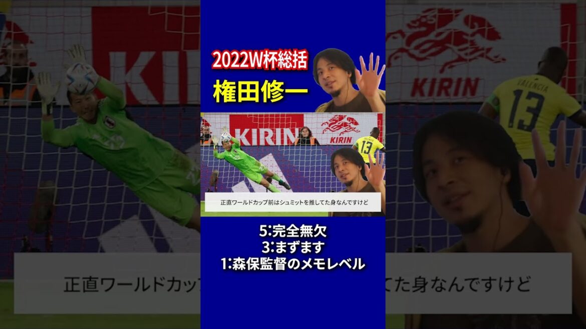 【サッカー日本代表】2022ワールドカップ総括 採点 権田修一 編 【ひろゆきとワールドカップ考察】#Shorts