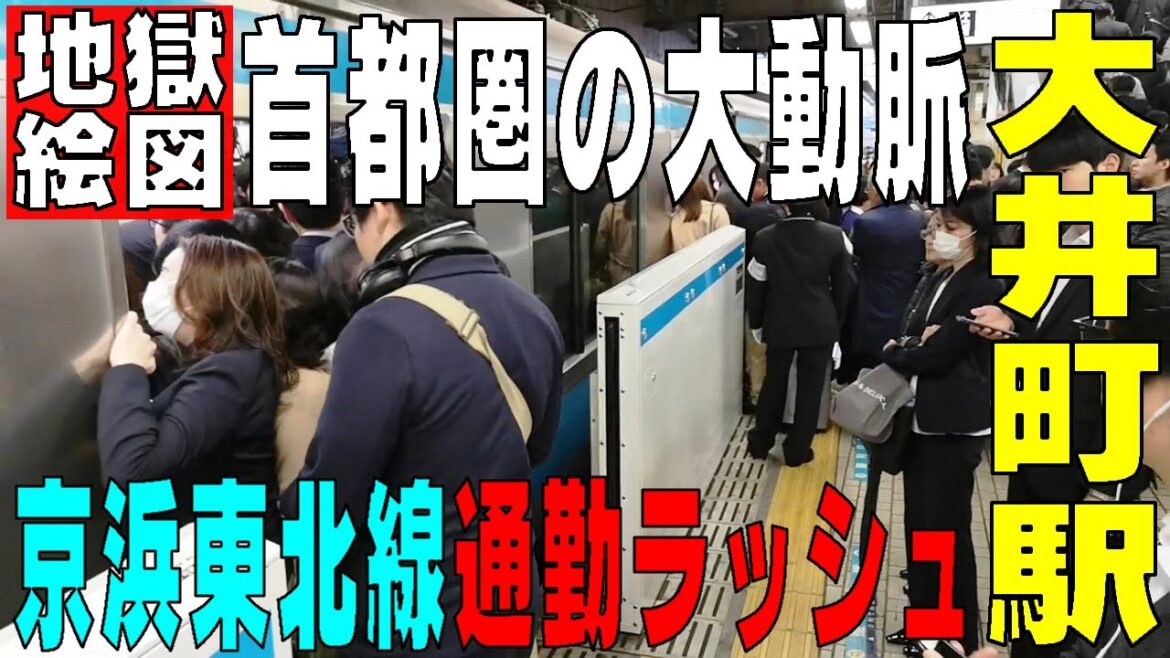 【地獄絵図】首都圏の大動脈通勤ラッシュ　京浜東北線【大井町駅】東京都品川区　※ダサいスマホで撮影！