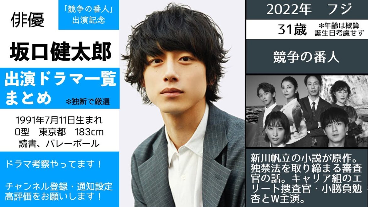 【坂口健太郎】の出演ドラマ一覧代表作まとめ！主演共演者ランキング！競争の番人、鎌倉殿の13人、おかえりモネ、婚姻届に判を捺しただけですが、35歳の少女、イノセンス、シグナル、ごめん愛してる