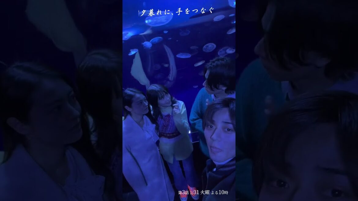 ⋱⠢ ⏰第3話放送まであと1日！ サンシャイン水族館を舞台に 空豆(#広瀬すず)と爽介(#川上洋平)、 音(#永瀬廉)とセイラ(#田辺桃子)でWデート!?😳 🎤 #夕暮れに #夕暮れに手をつなぐ