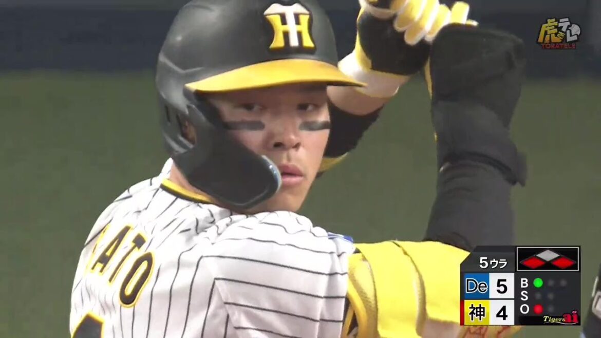 【同点】5回裏、佐藤輝選手の一打でついに試合が振り出しへ！中野選手が軽快に生還！【2023/4/1Ｔ－ＤＢ】