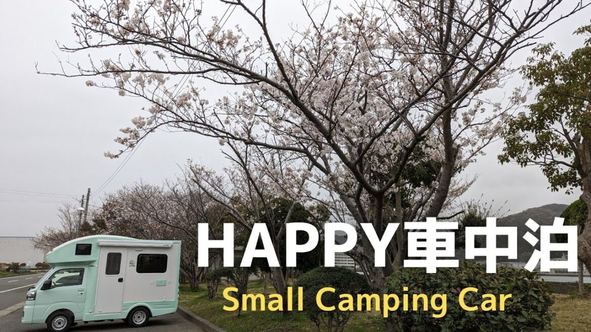 桜の下でHAPPY車中泊【小さなキャンピングカー】おっさんいやされる