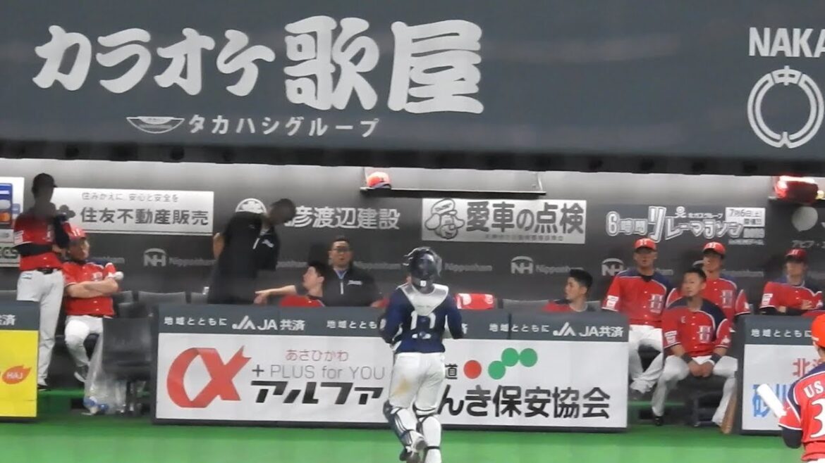 ＜2019.7.3西武戦8回裏＞宇佐見真吾の打球がベンチに飛び込み、コーチに当たる