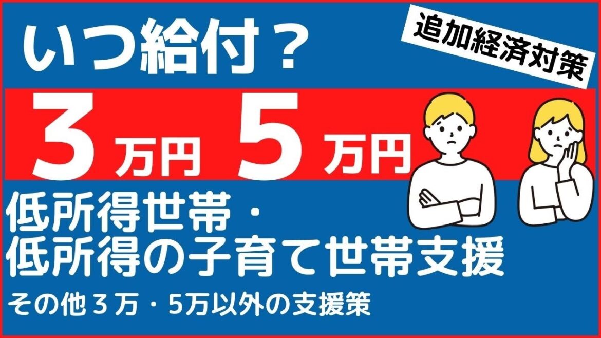 【給付金・支援金】3万円・5万円はいつ？他の支援策は？低所得世帯・低所得の子育て世帯への支援・その他の支援