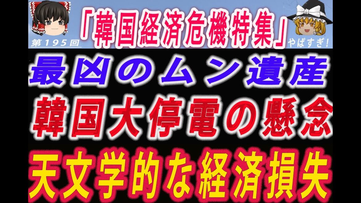 【ゆっくり解説】ムンの遺産 韓国大規模停電の懸念 天文学的な損失で経済危機！ー台湾有事で半導体生産止まれば130兆円経済損失が発生か