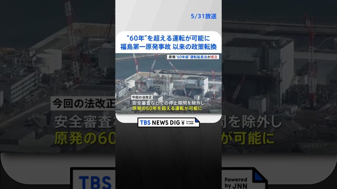 原発“60年超”運転延長法が参議院で可決・成立　福島原発事故以来の政策転換 | TBS NEWS DIG #shorts