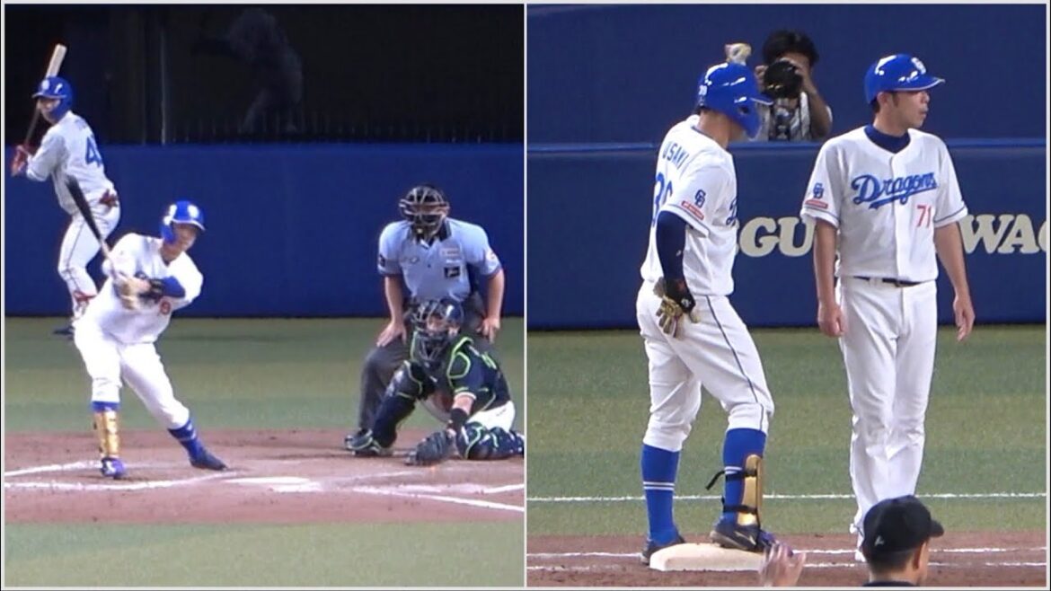 宇佐見真吾、代打でドラゴンズ移籍後初ヒット！ベンチに向けてガッツポーズ！ (2023/06/25)
