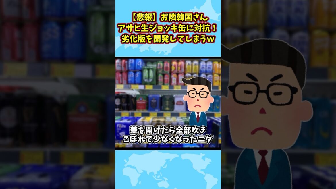 【反応まとめ】「【悲報】お隣韓国さんアサヒ生ジョッキ缶に対抗！劣化版を開発してしまうｗ」についての日本の反応【ゆっくり解説】