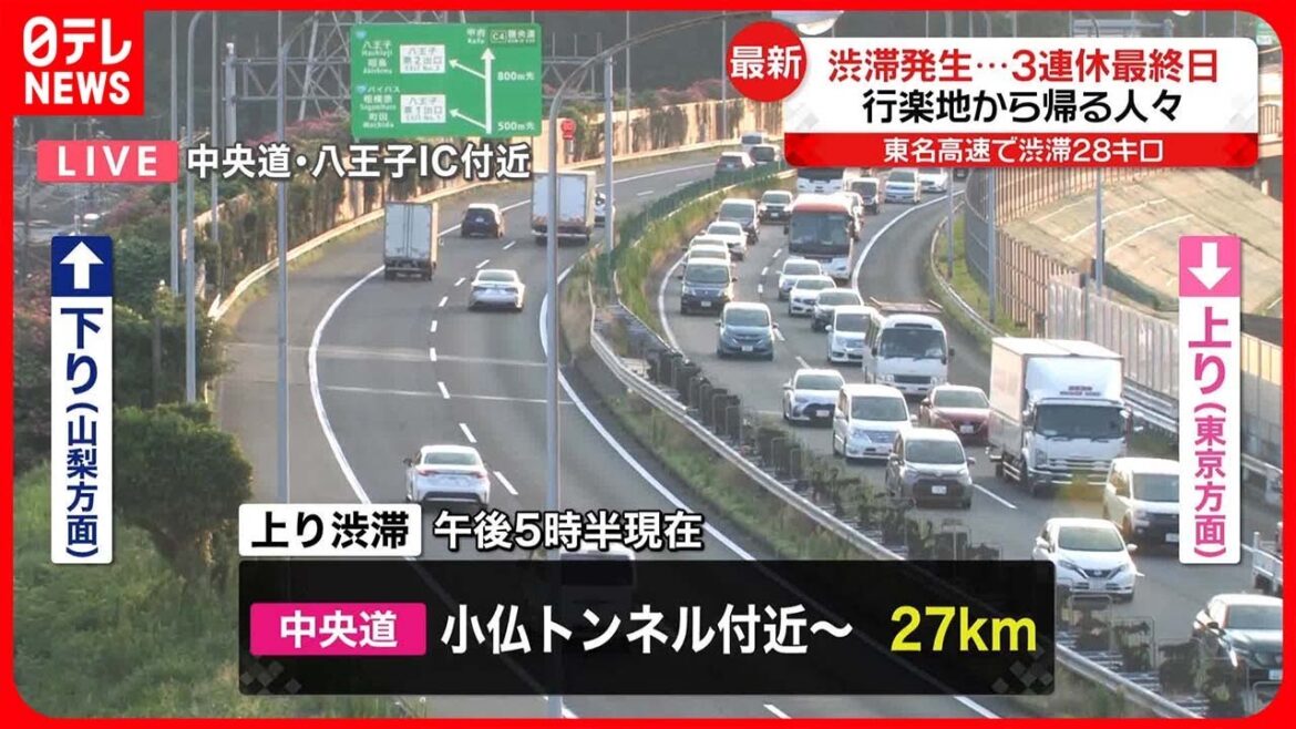 【3連休最終日】高速道路…上り線で各地渋滞