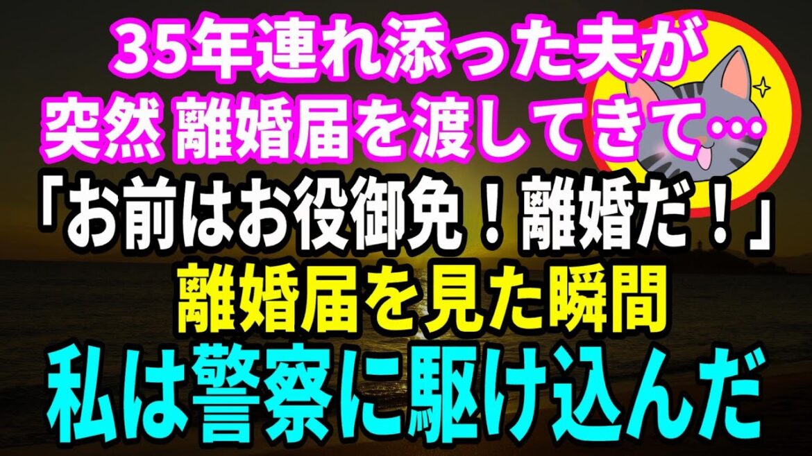 【スカッとする話】35年連れ添った夫が突然 離婚届を渡してきて…「お前はお役御免！離婚だ！」離婚届を見た瞬間急いで警察に駆け込んだw【浮気夫】 #修羅場　#サレ妻