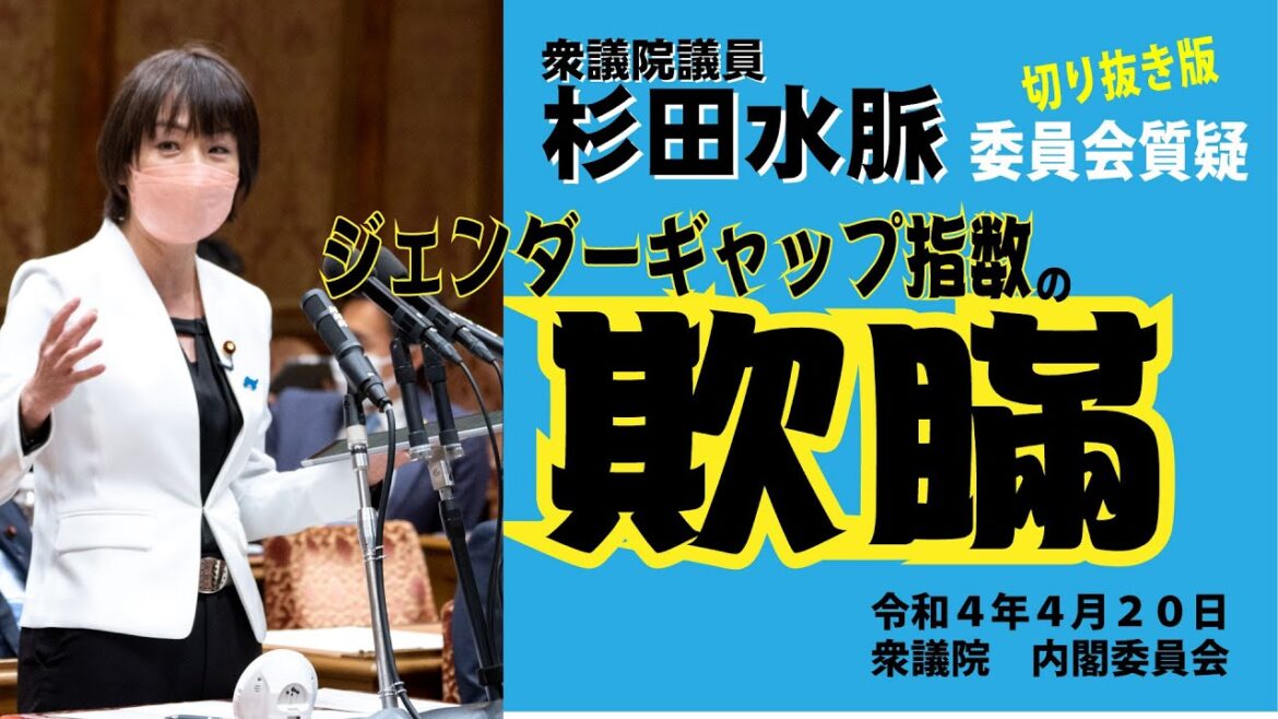 【切り抜き再掲】ジェンダーギャップ指数【杉田水脈i】