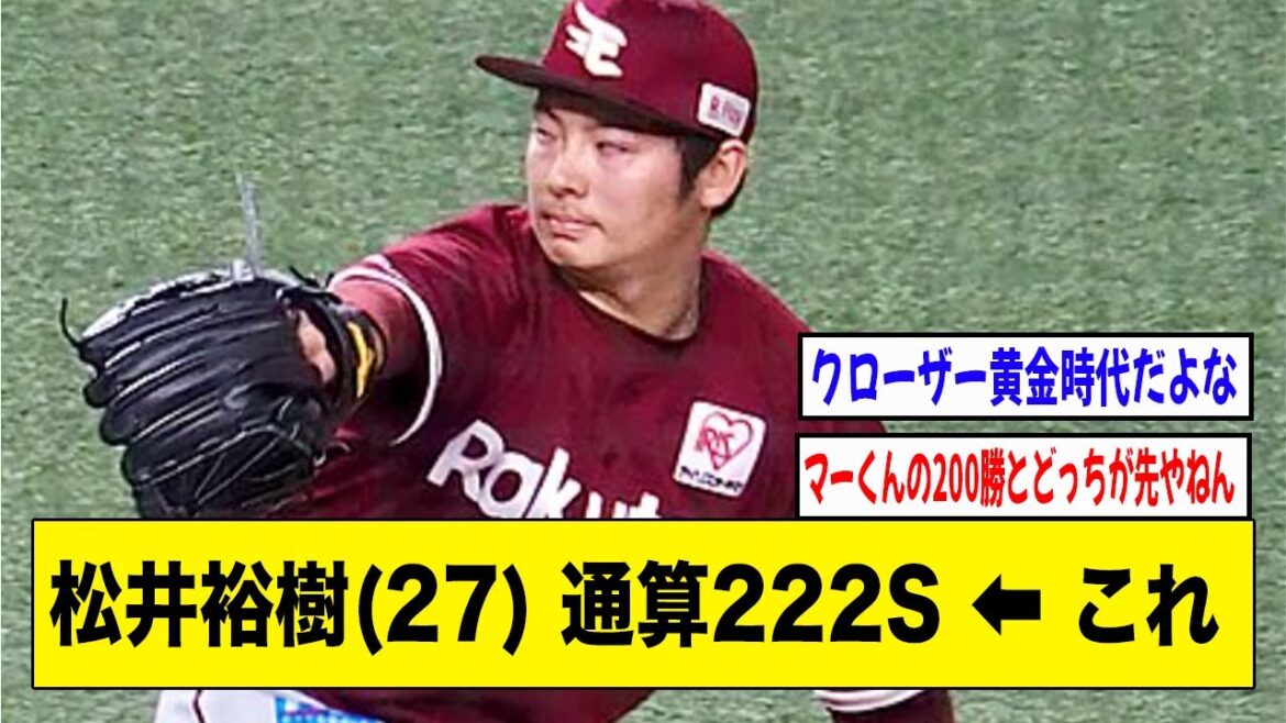 楽天・松井裕樹(27) 通算222S←これ【2ch 5ch野球】【なんJ なんG反応】