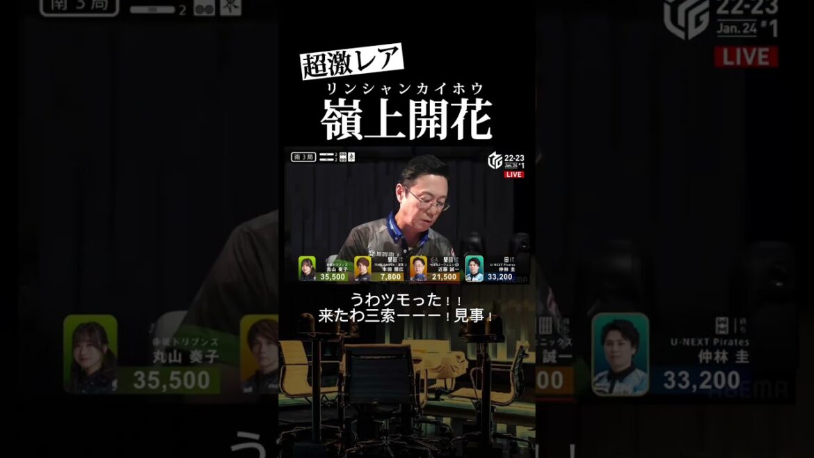 #近藤誠一 「かっこよすぎる」と話題！奇跡の嶺上開花  #Mリーグ #麻雀 #shorts