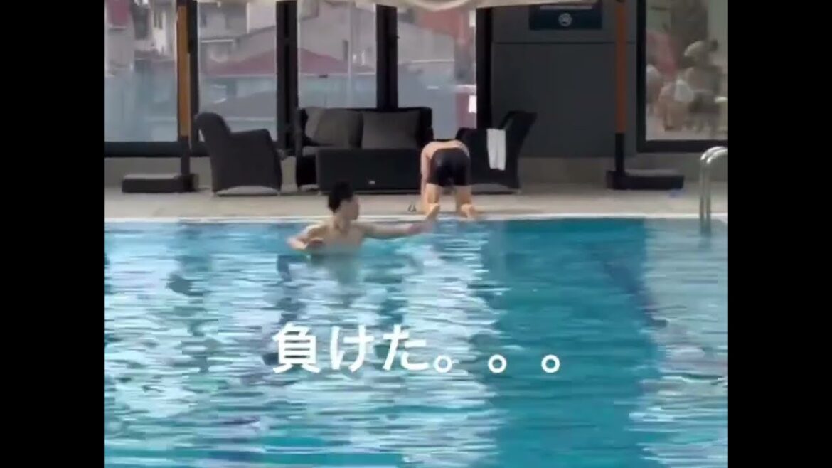 Yuki And Ogawa Swimming Race😆 Who Wins? #石川祐希 #ryujinnippon