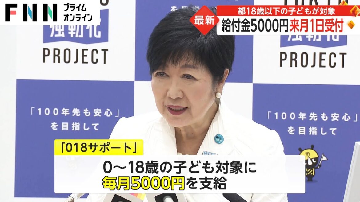 給付金5000円 9月1日受付開始　都18歳以下の子どもが対象