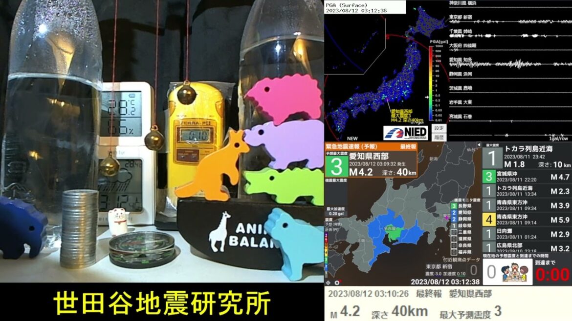 2023/8/12 3:10 愛知県西部で地震 震度3 深さ40km M4.2 Earthquake hits western Aichi prefecture Japan 2023/8/12 3:10 愛知県西部で地震 震度3 深さ40km M4.2 Earthquake hits western Aichi prefecture Japan