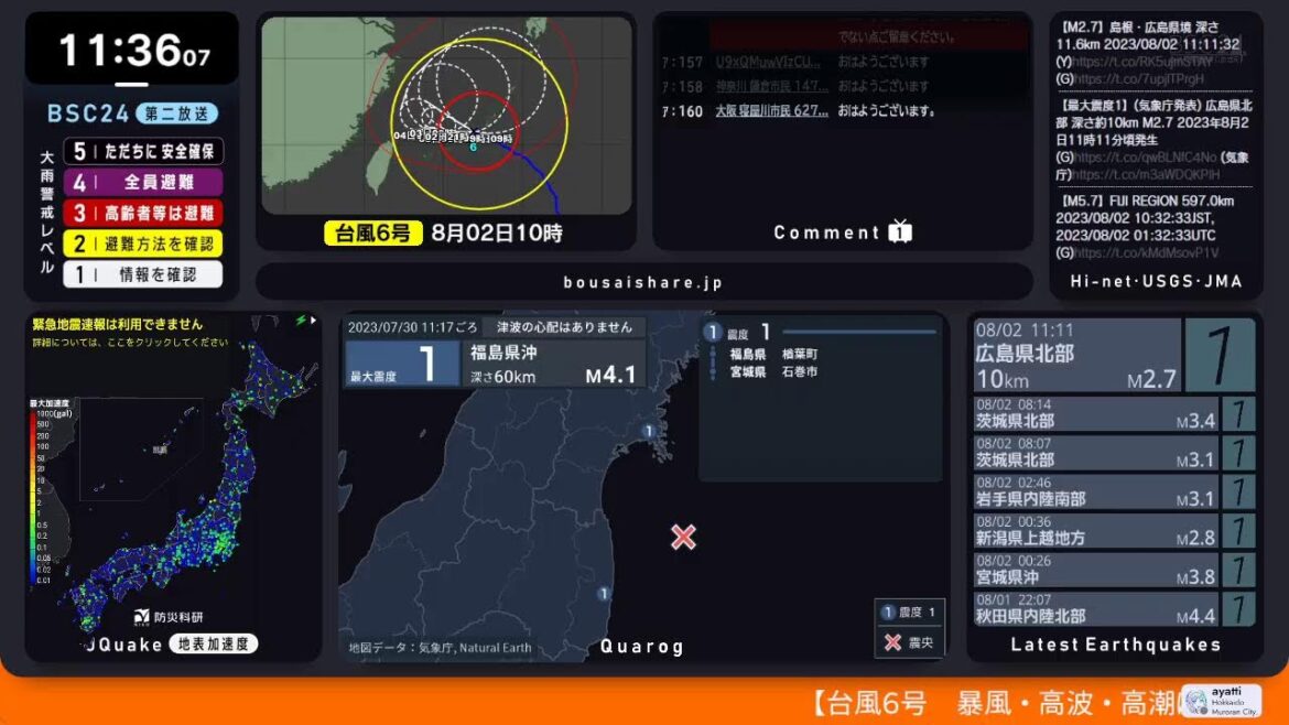 BSC24-第2 地震警戒放送24時 防災情報共有(地震・噴火・異常気象等) 【読み上げなし】 BSC24-第2 地震警戒放送24時 防災情報共有(地震・噴火・異常気象等) 【読み上げなし】