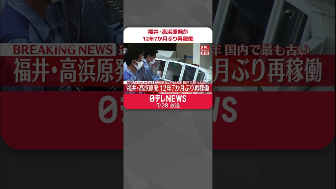 【速報】福井・高浜原発が12年7か月ぶり再稼働  運転開始から48年…国内で最も古い原発  #shorts 【速報】福井・高浜原発が12年7か月ぶり再稼働  運転開始から48年…国内で最も古い原発  #shorts