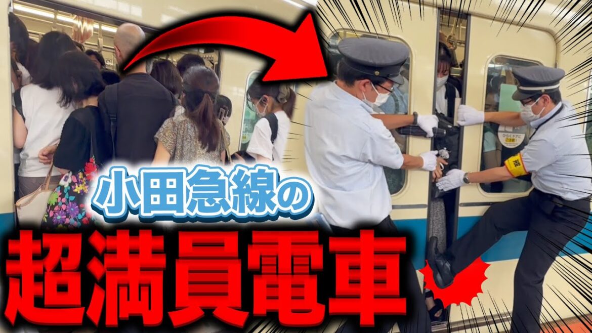 【代々木上原駅】駅員2人がかりで必死の対応！ 小田急線の超満員電車がやばい #rushhour  #混雑 #満員電車 #通勤ラッシュ #通学 #小田急線 Rush Hour in Japan