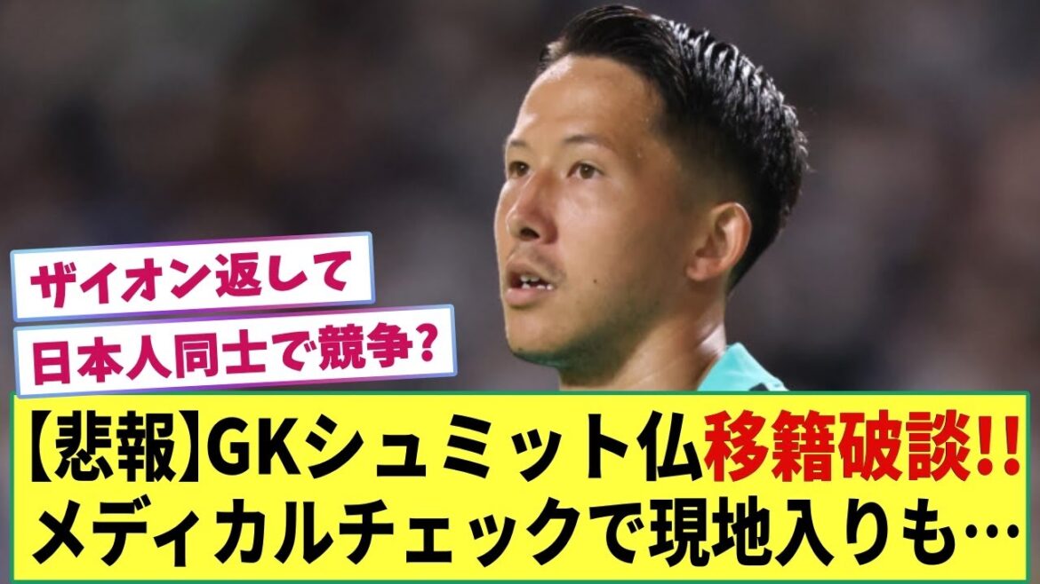 【悲報】日本代表GK シュミット・ダニエルの仏移籍が破談!!  メディカルチェックで現地入りも・・・鈴木彩艶との正GK争い？それとも？