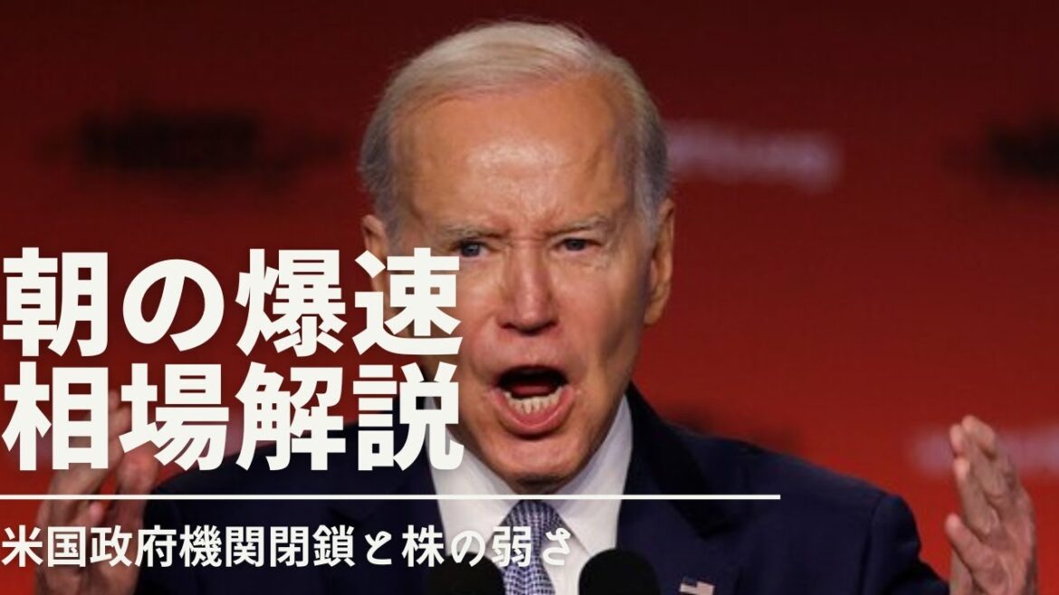 朝の爆速相場解説！何故こんなに日経平均株価は弱い？米国政府機関を閉鎖明日から！