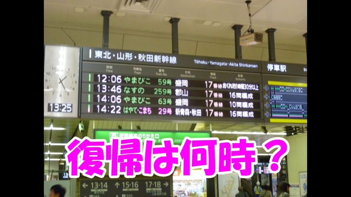 ＪＲ東日本の東北新幹線が運転見合わせ！時刻表と車内放送や料金は？