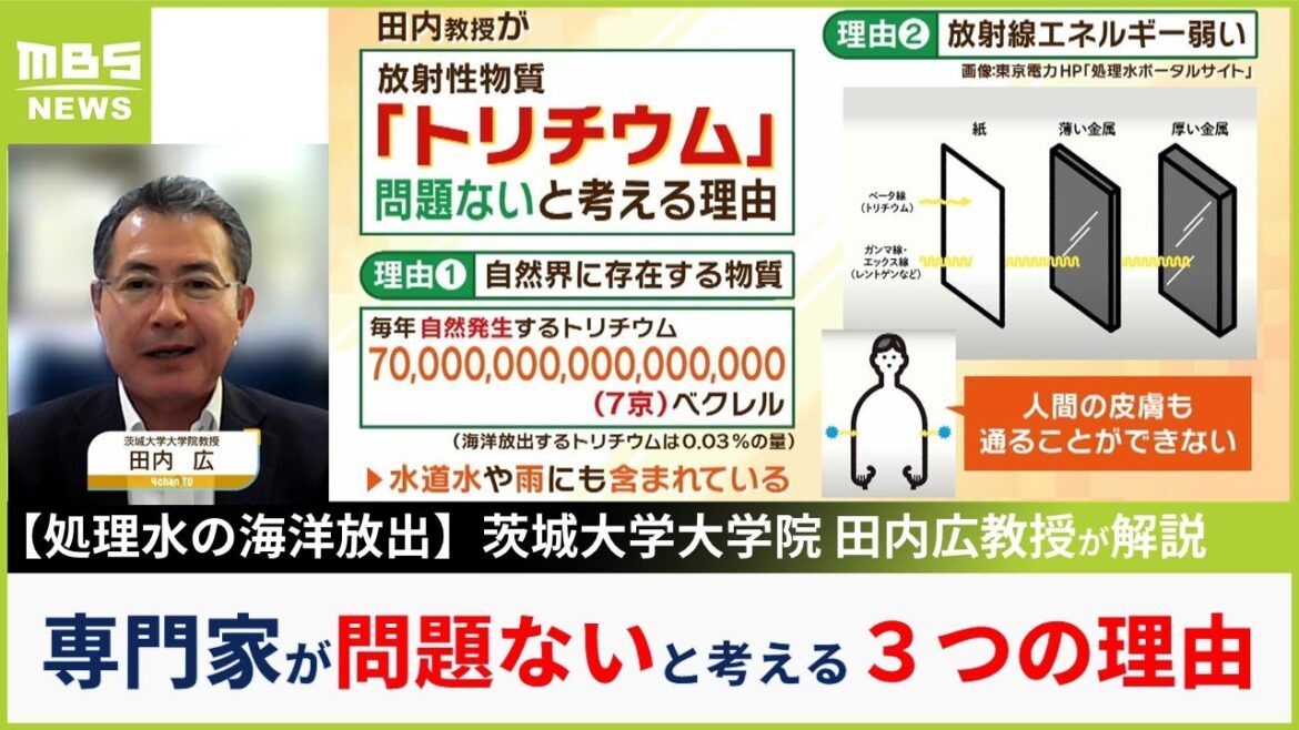 【処理水の海洋放出】「問題ない」３つの理由を専門家が解説『自然界に存在・放射線エネルギー弱い・体内に入っても排出』そして「科学的情報で判断を」と訴え【MBSニュース解説】（2023年8月25日）
