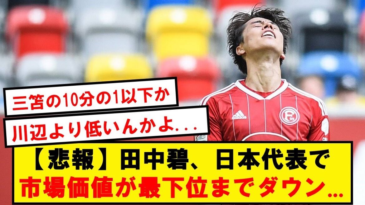 【悲報】田中碧さん、市場価値が代表最下位にダウン…