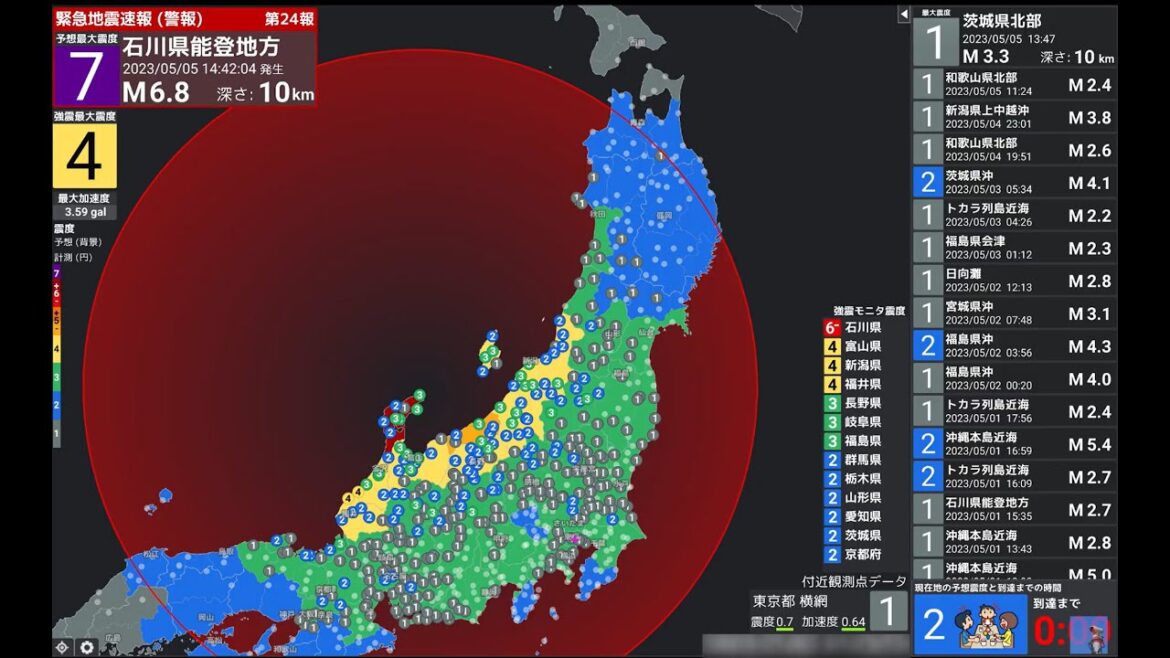LCD地震速報ライブカメラ