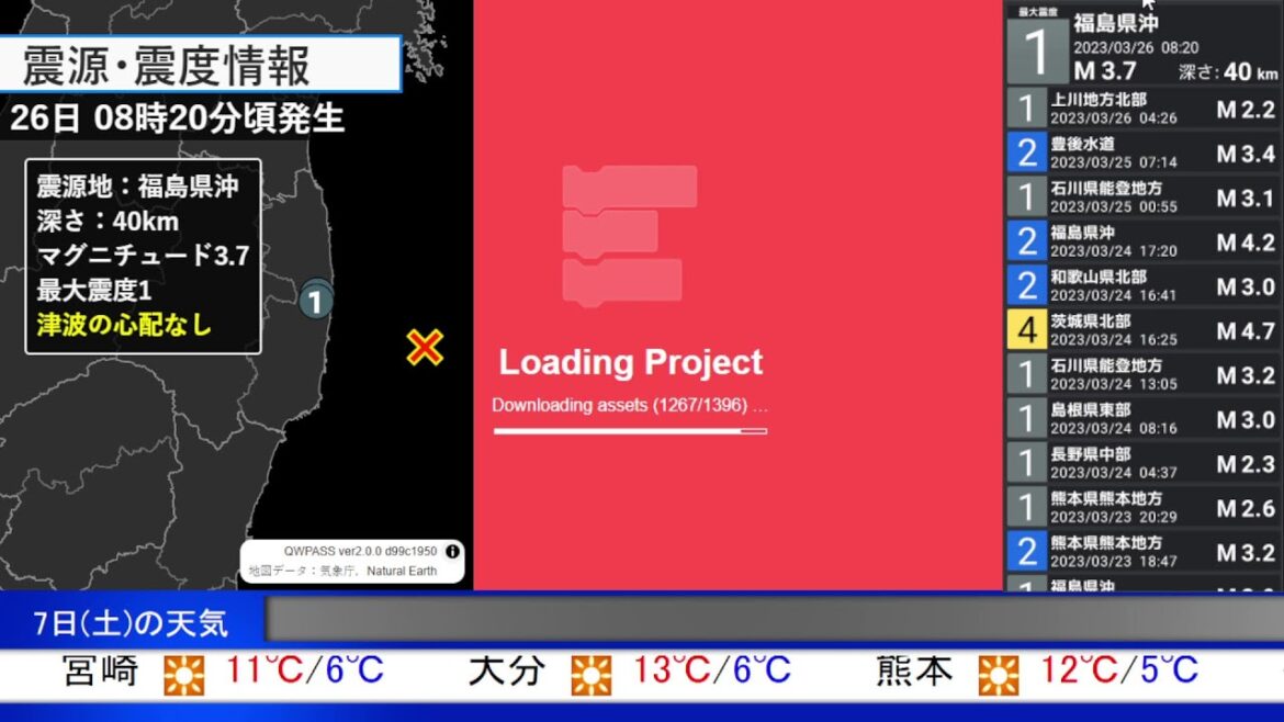 リアルタイム緊急地震速報放送