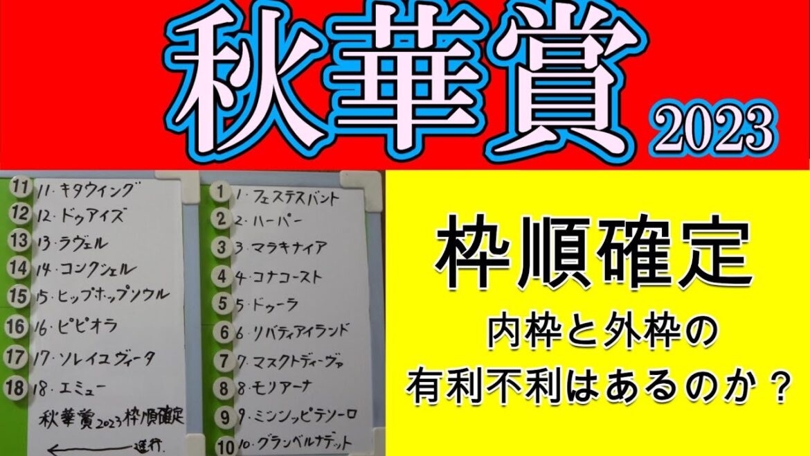 秋華賞2023枠順確定！リバティアイランドは懸念された内の3枠6番に入り少なからず歓迎といえる枠順ではない！枠順発表により悲喜こもごもでプロ馬券師集団桜花が各馬の位置取りを考察する！