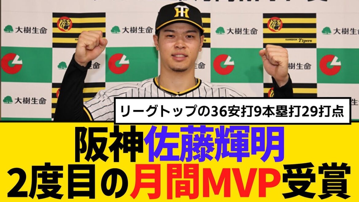 阪神　佐藤輝明、2度目の月間MVP受賞　リーグトップの36安打9本塁打29打点　【2ch】【5ch】【反応】